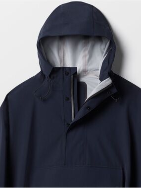 Aether Men’s Line Rain Poncho Men's Navy Hooded Poncho Raincoat